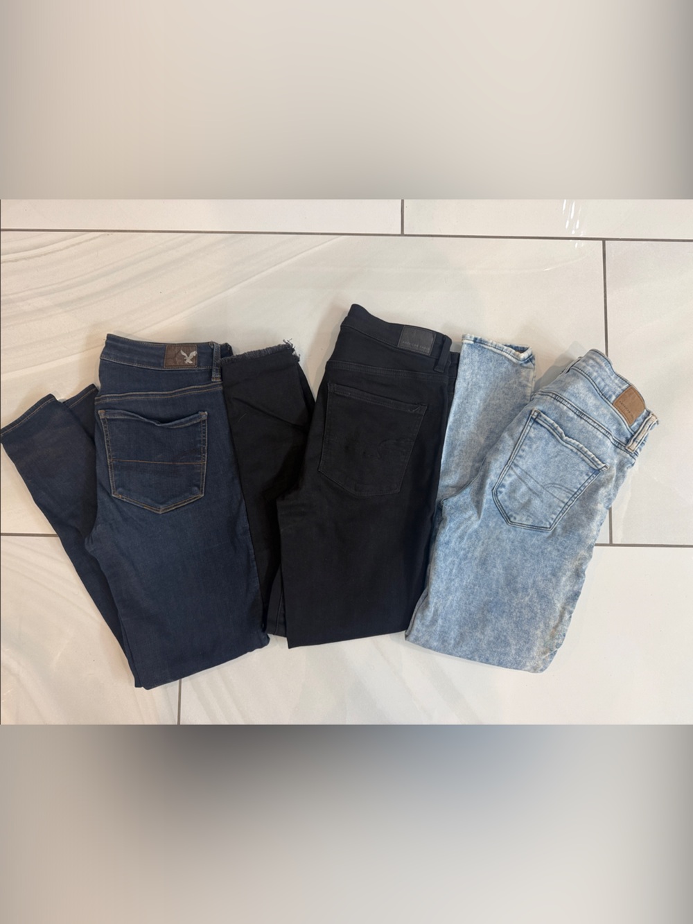 American Eagle - Three Pairs of Jeans - Dark Blue, Black & Light Wash
